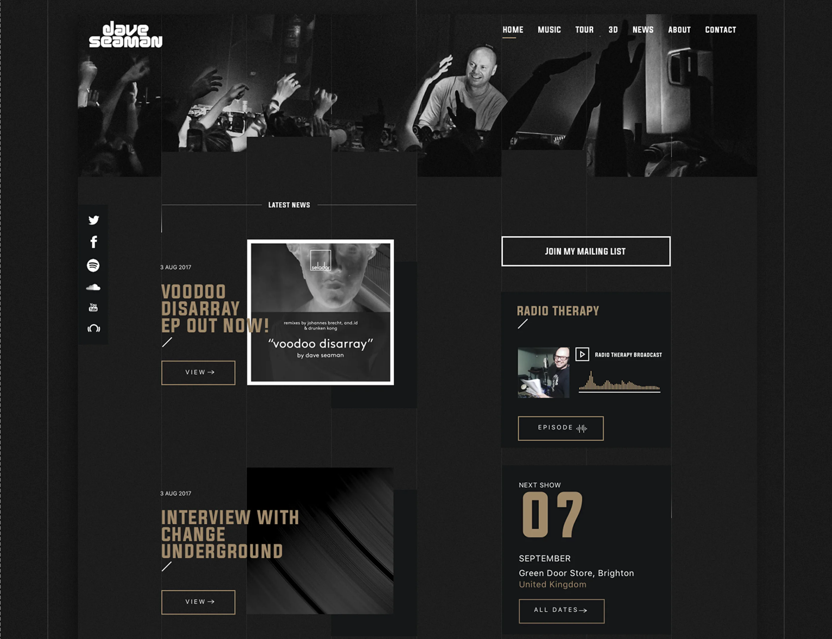 The music section — the releases grid across Dave Seaman and Selador