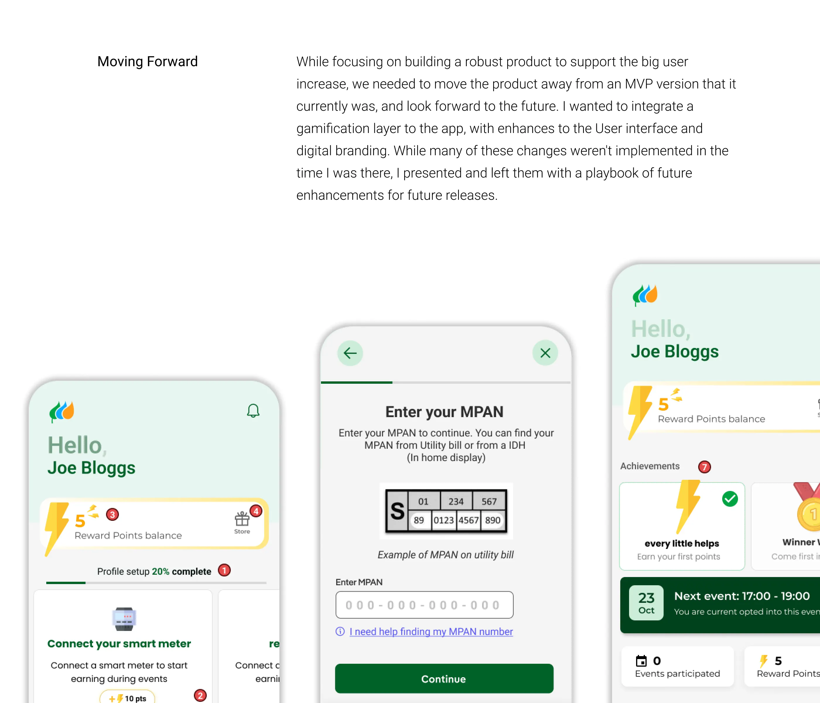 Gamification — points, streaks and the redemption catalogue.