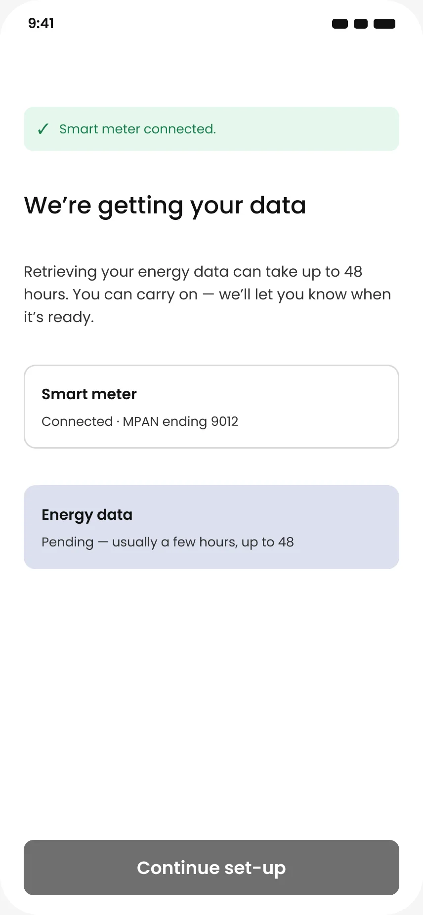 Connected — data pending