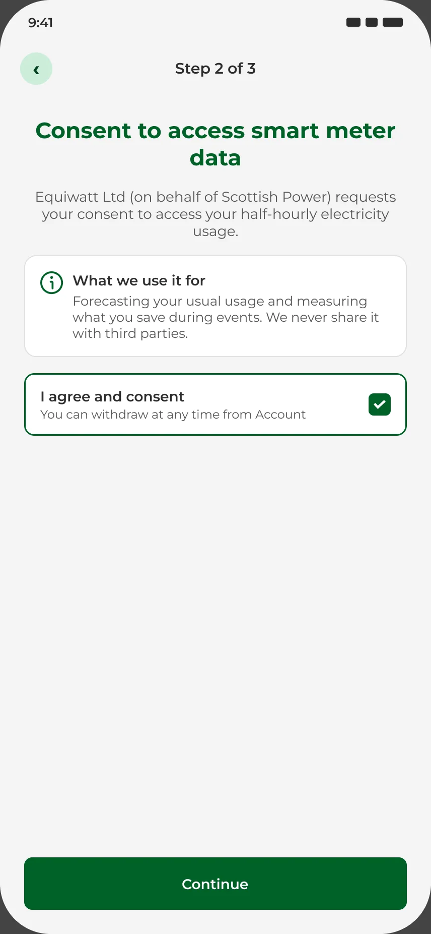 Consent to access smart meter data