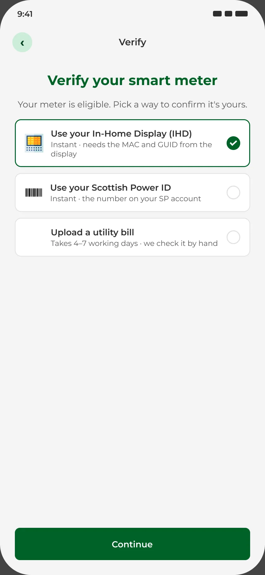 Verify your smart meter — choose a route