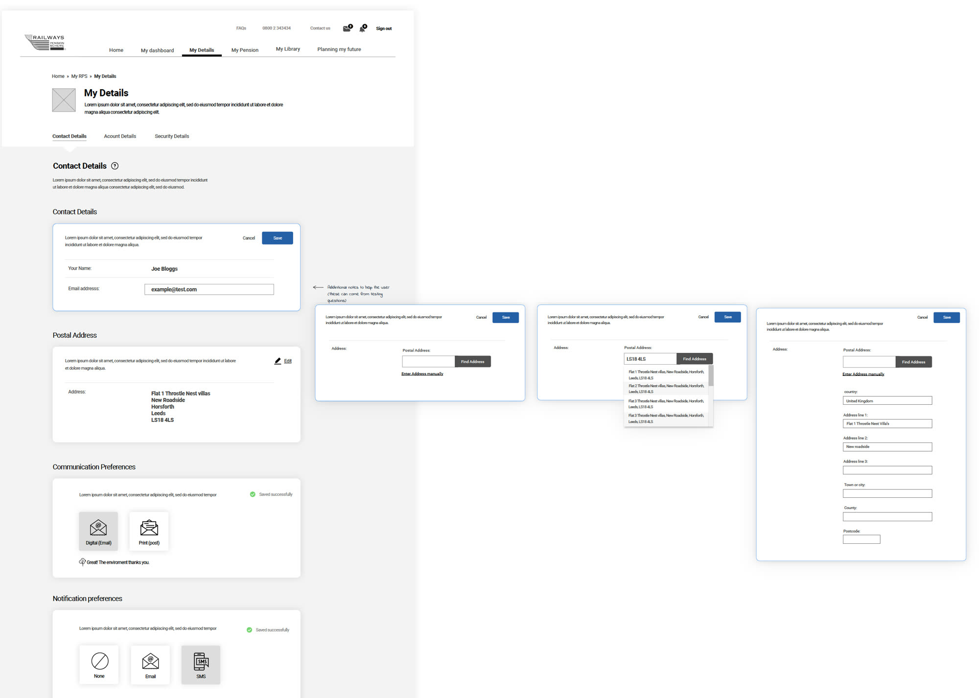 My Details: contact information, address lookup and communication preferences