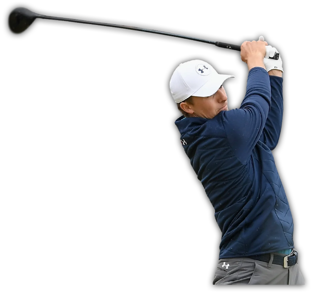 Jordan Spieth driving off the tee at the 148th Open, Royal Portrush.